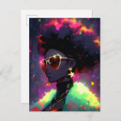 Anime Meisje Afrikaanse Amerikaanse Kunst Briefkaart (Voorkant / Achterkant)