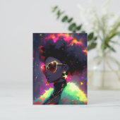 Anime Meisje Afrikaanse Amerikaanse Kunst Briefkaart (Staand voorkant)