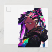 Anime Meisje Afrikaanse Amerikaanse Kunst Briefkaart (Voorkant / Achterkant)