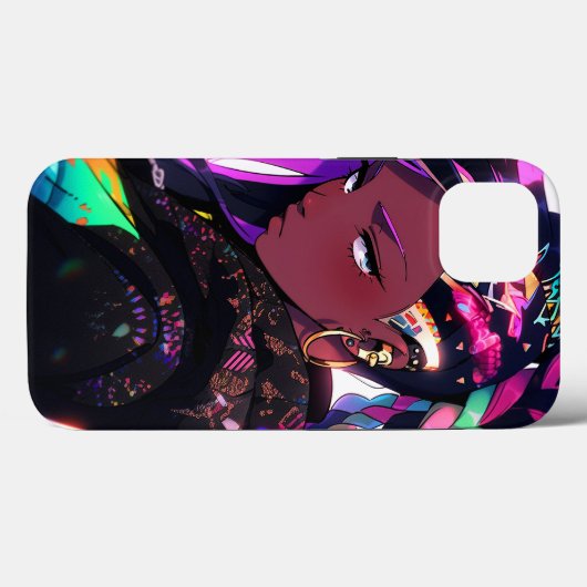Anime Meisje Afrikaanse Amerikaanse Kunst Case-Mate iPhone Case (Achterkant (horizontaal))