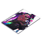 Anime Meisje Afrikaanse Amerikaanse Kunst Notitieboek (Linkerzijde)