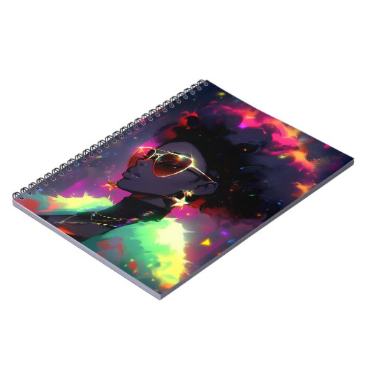 Anime Meisje Afrikaanse Amerikaanse Kunst Notitieboek (Linkerzijde)