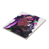 Anime Meisje Afrikaanse Amerikaanse Kunst Tegeltje (Zijkant)