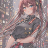 Anime Meisje AI Generatief Sticker (Voorkant)