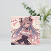 Anime Meisje Bedankkaart  (Staand voorkant)