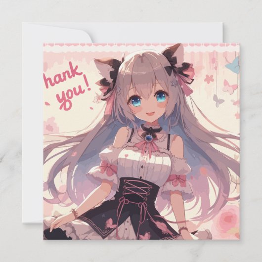 Anime Meisje Bedankkaart  (Voorkant)