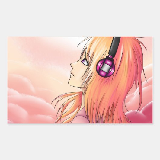  Anime meisje bij zonsondergang Rechthoekige Sticker (Voorkant)