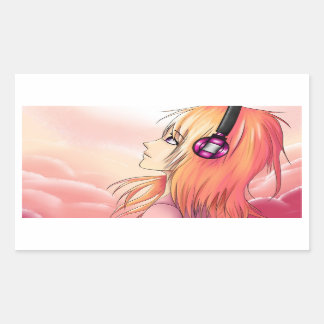 Anime meisje bij zonsondergang Rechthoekige Sticker