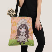 Anime meisje blij met bloemen tote bag (Dichtbij)