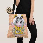 Anime meisje blij met bloemen tote bag (Dichtbij)