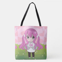 Anime meisje blij met bloemen