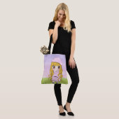 Anime meisje blij met bloemen tote bag (Op model)
