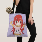 Anime meisje blij met bloemen tote bag (Dichtbij)