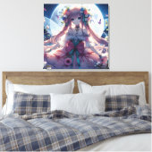 Anime Meisje Bloem Maan Fee Canvas Afdruk (Insitu (Slaapkamer))