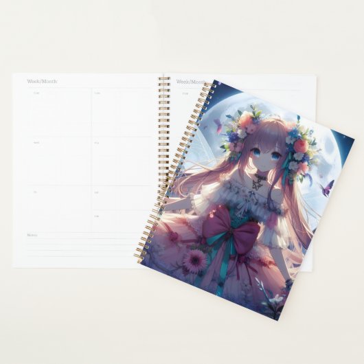 Anime Meisje Bloem Maan Fee Planner (Display)
