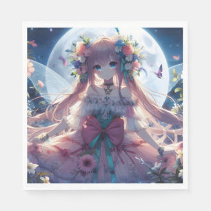 Anime Meisje Bloem Maan Fee Servet