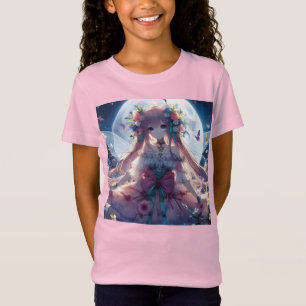 Anime Meisje Bloem Maan Fee T-shirt