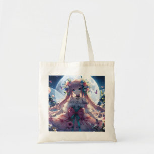Anime Meisje Bloem Maan Fee Tote Bag