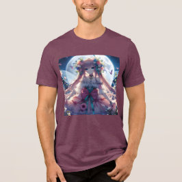 Anime Meisje Bloem Maan Fee Tri-Blend Shirt