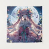 Anime Meisje Bloem Maan Fee Wandkleed (Voorkant)