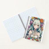 Anime meisje bloem notitieboek (Binnen)