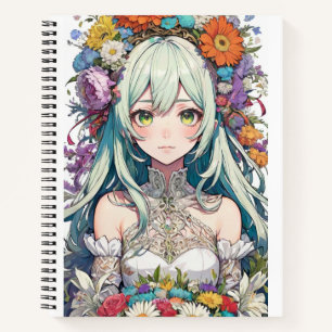 Anime meisje bloem notitieboek