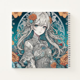Anime meisje bloemen notitieboek