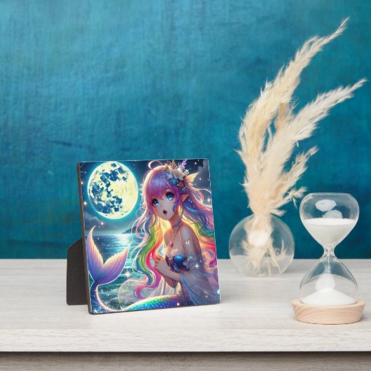 Anime Meisje dat onder het maanlicht zingt Pixie R Fotoplaat (Insitu)