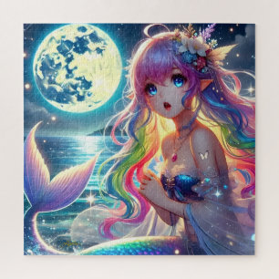 Anime Meisje dat onder het maanlicht zingt Pixie R Legpuzzel