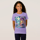Anime Meisje dat onder het maanlicht zingt Pixie R T-shirt (Voorkant volledig)