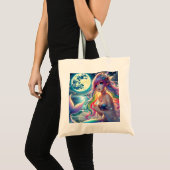 Anime Meisje dat onder het maanlicht zingt Pixie R Tote Bag (Voorkant (product))