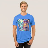 Anime Meisje dat onder het maanlicht zingt Pixie R Tri-Blend Shirt (Voorkant volledig)