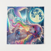 Anime Meisje dat onder het maanlicht zingt Pixie R Wandkleed (Voorkant (horizontaal))