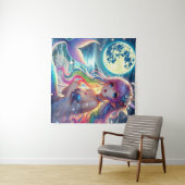 Anime Meisje dat onder het maanlicht zingt Pixie R Wandkleed (In Situ (horizontaal))