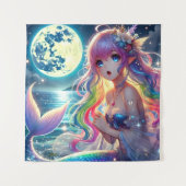 Anime Meisje dat onder het maanlicht zingt Pixie R Wandkleed (Voorkant)