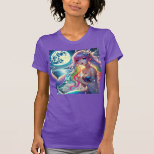 Anime Meisje dat zingt Maneschijn Pixie Regenboog T-shirt