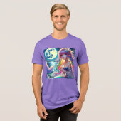 Anime Meisje dat Zingt Maneschijn Pixie Regenboog Tri-Blend Shirt (Voorkant volledig)