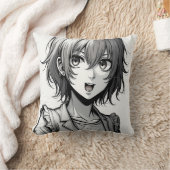 Anime Meisje | Dynamisch Karakterontwerp in Acties Kussen (Deken)