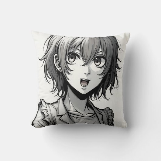 Anime Meisje | Dynamisch Karakterontwerp in Acties Kussen (Voorkant)