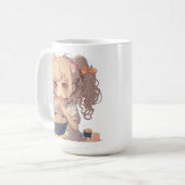 Anime Meisje Eating Ramen Noedels Gepersonaliseerd Koffiemok (Voorkant links)