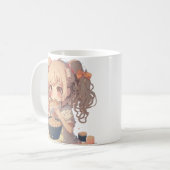 Anime Meisje Eating Ramen Noedels Gepersonaliseerd Koffiemok (Voorkant links)