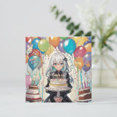 Anime meisje Een verjaardagsuitnodiging (Staand voorkant)