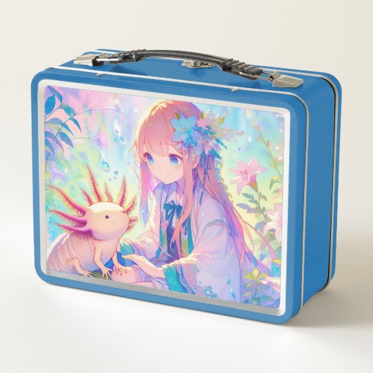 Anime Meisje en Axolotl gepersonaliseerd (Achterkant)