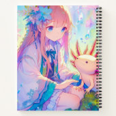 Anime Meisje en Axolotl Gepersonaliseerd Schetsboe Notitieboek (Achterkant)