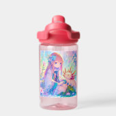 Anime Meisje en Axolotl gepersonaliseerd Waterfles (Achterkant)