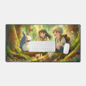 Anime Meisje en Jongen in een Yokai-Overspoeld Won Bureaumat (Keyboard & Muis)