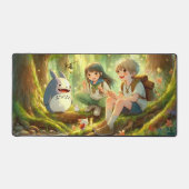 Anime Meisje en Jongen in een Yokai-Overspoeld Won Bureaumat (Voorkant)