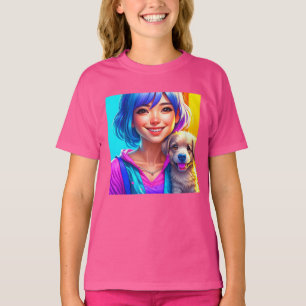 Anime meisje en puppy hond   t-shirt