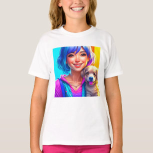 Anime meisje en puppy hond   t-shirt