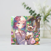 Anime Meisje en Siamese Kat (Staand voorkant)
